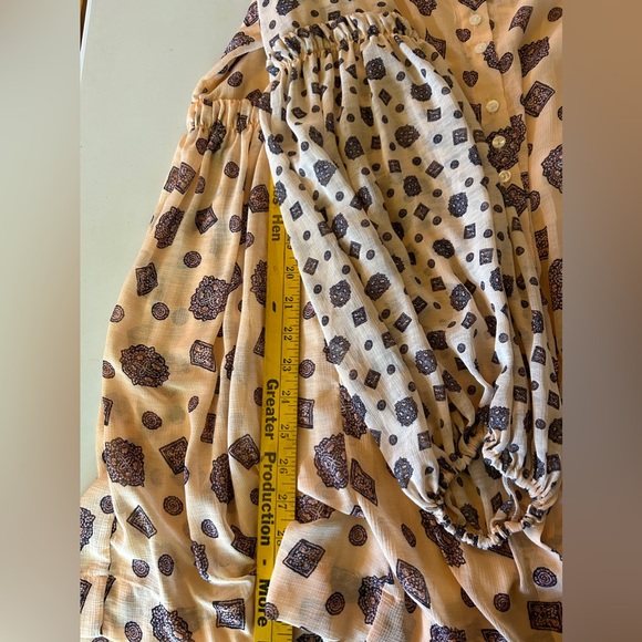 Free People Oversized Button Up Sheer top with layers Ruffled in and Under top - Picture 11 of 12